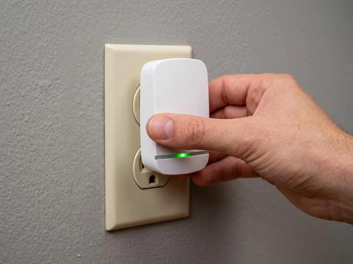 Demonstration of simple plug-in action into standard wall outlet