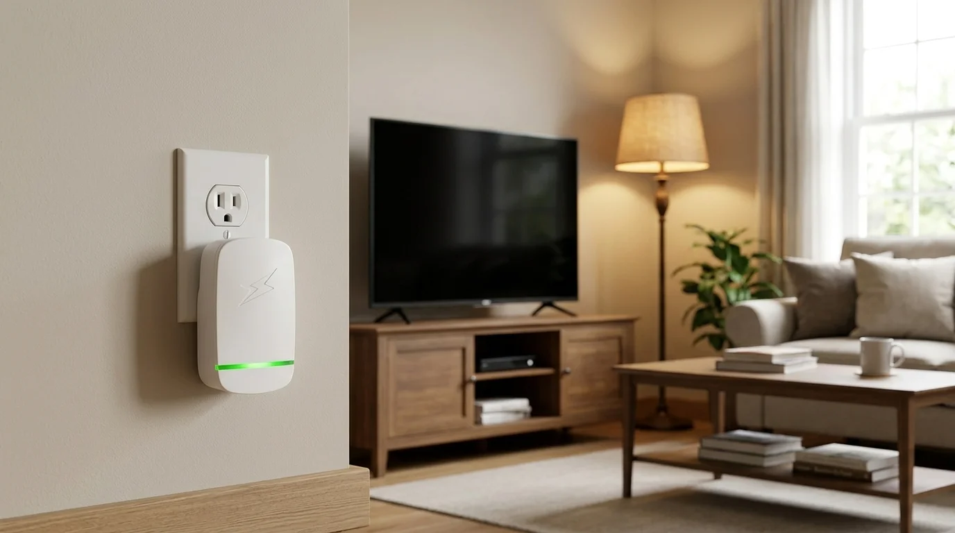 ESaverWatt operating in residential living room outlet context